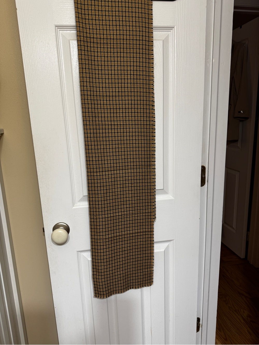 J. Crew Brown and Black Checked Long Scarf